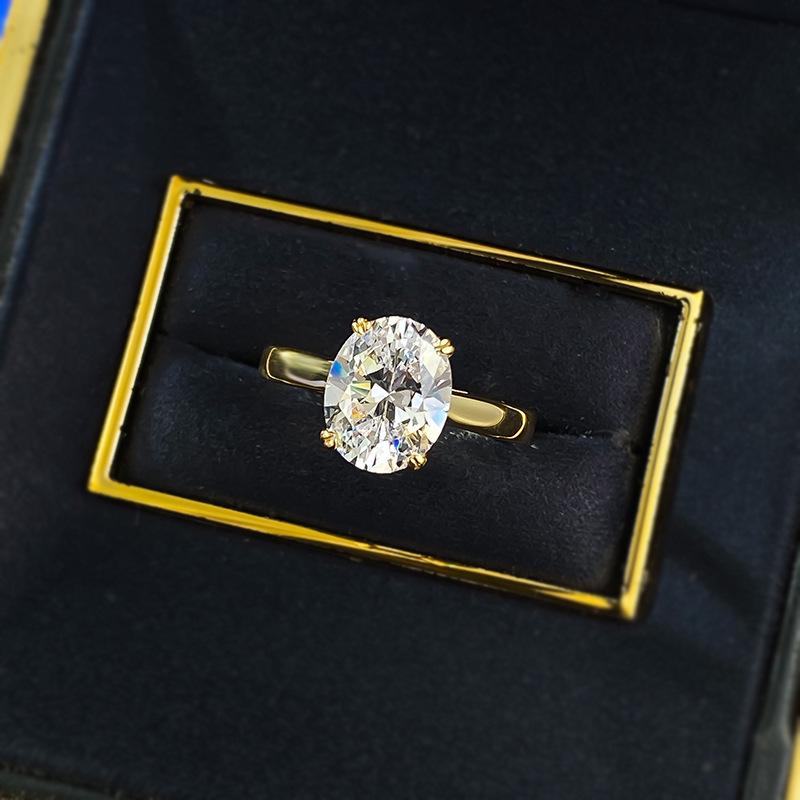 Hui Zhi Yi Jewelry New European & American S925 Silver 4 Carat Pigeon Egg 8x10mm Ring