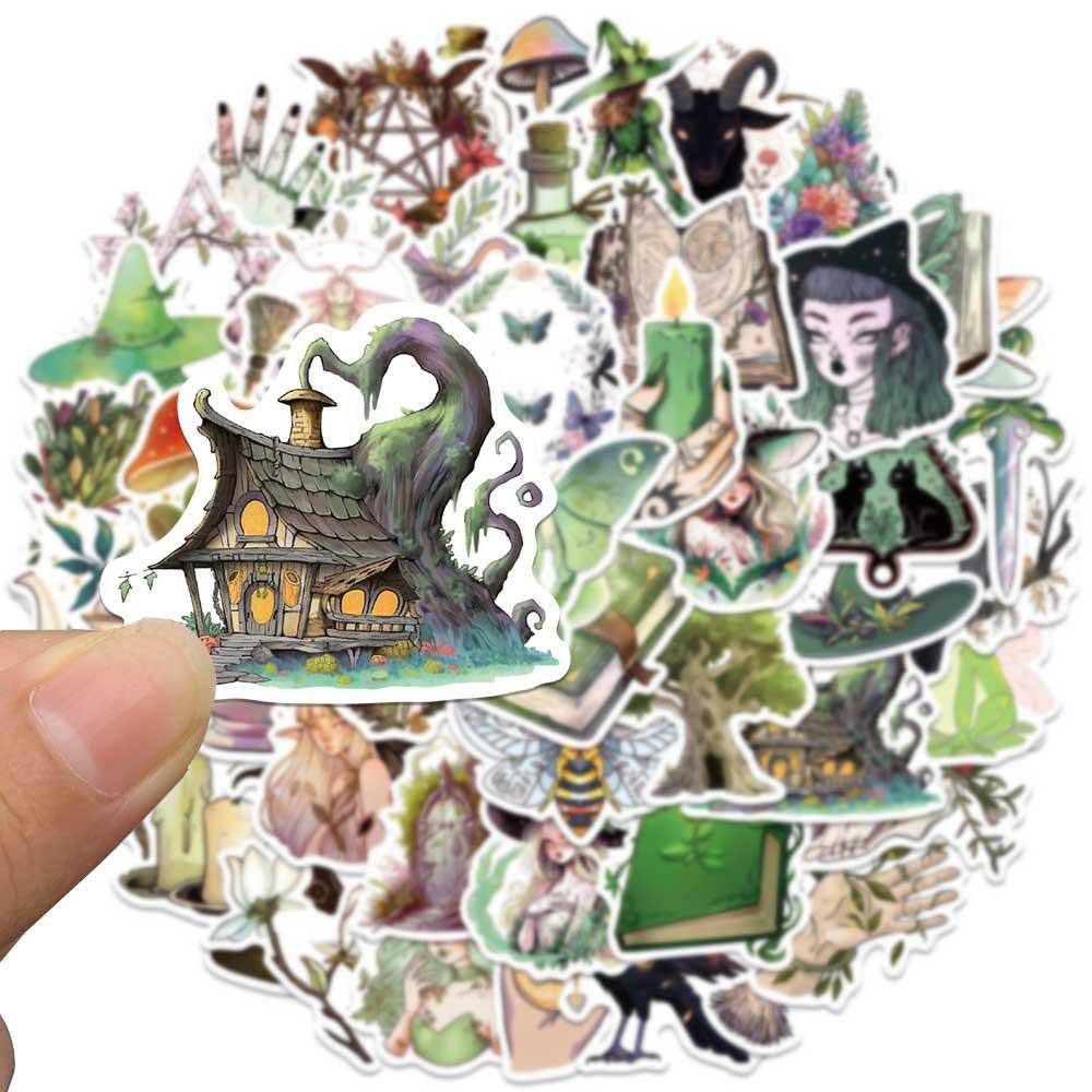 10/30/50pcs Gothic Retro Forest Magic Witch Stickers Aesthetic Cartoon Decals DIY Fridge Luggage Bike Car Cool Kids Sticker Toys