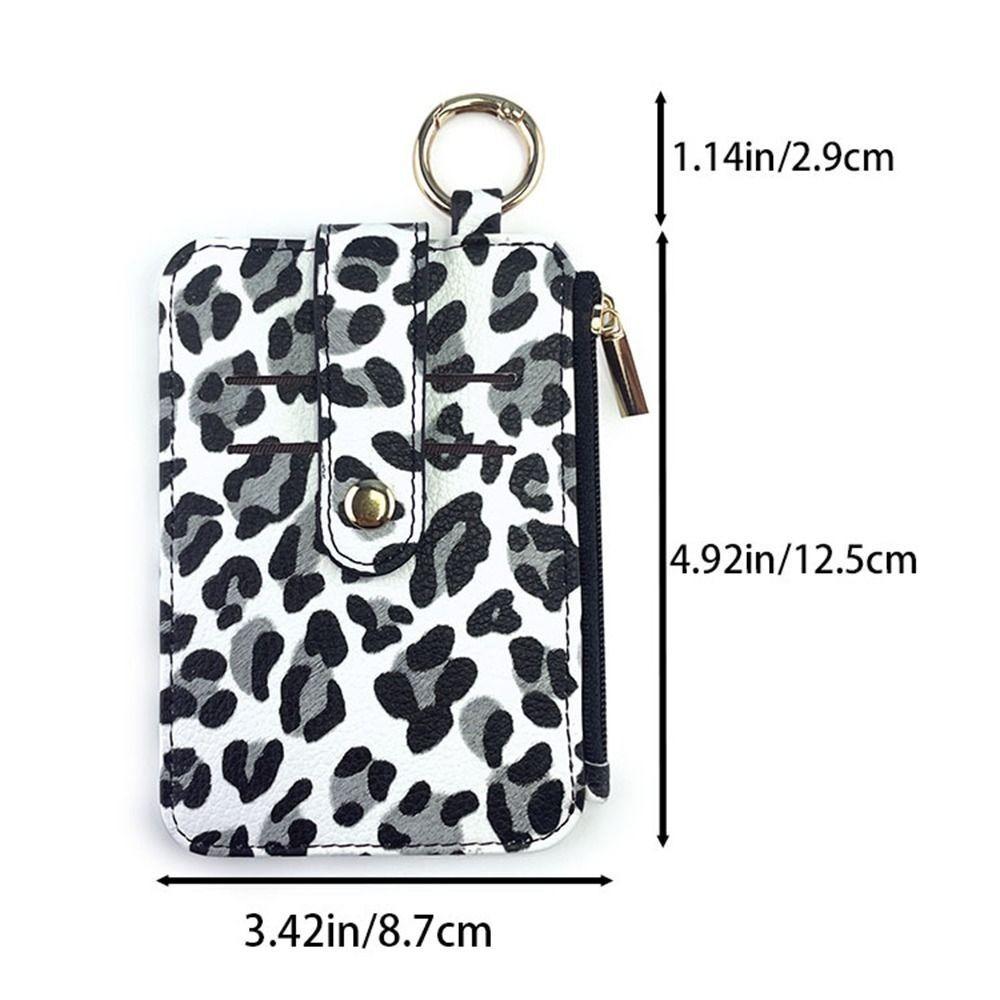 PU Leather Slim Mini Coin Pocket Waterproof Multi-function Leopard Print Wallet Portable Wear-resistant Credit Cards Holder