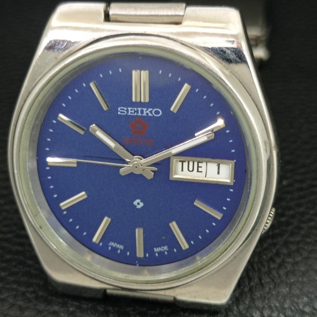 GENUINE VINTAGE SEIKO EXPO 70 AUTOMATIC JAPAN MENS BLUE DIAL WATCH A708782-1