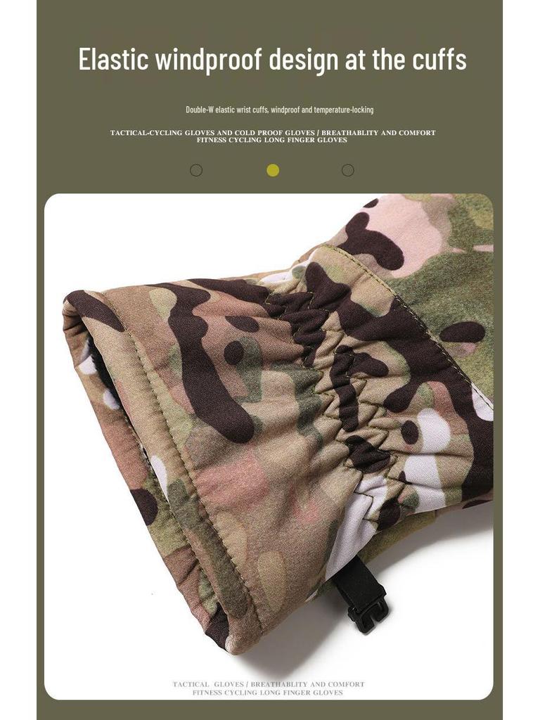 Men's Winter Tactical Gloves: Cold-Proof, Fleece-Lined, Windproof, Touchscreen-Compatible for Outdoor Motorcycle Riding.
