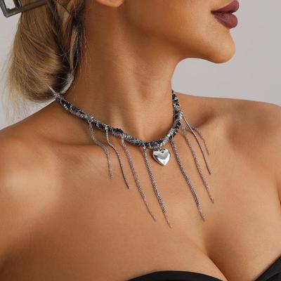 Nuevo Collar con Colgante de Corazón y Borlas Elegantes para Mujer Cadena Y2K Gargantilla Accesorios de Joyería de Moda para Fiesta Regalo