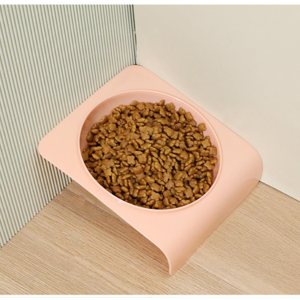 

Pipitao s original tilted pet bowl against the wall, creative neck protection dog basin, anti-knock fixed on the skirting line cat bowl rouge powder