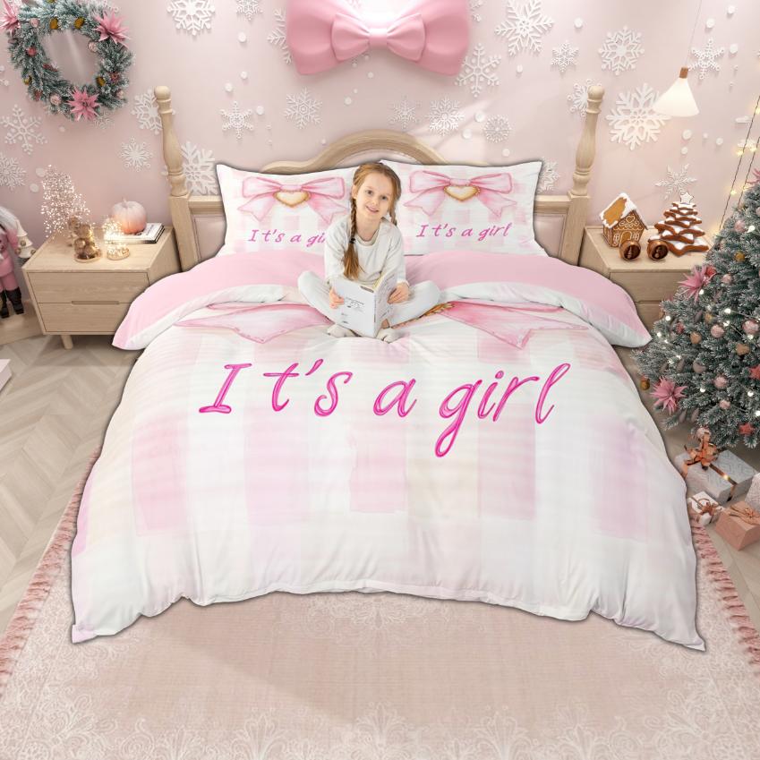 

Comforter Homewish Kawaii Bow Knot For Girls Kawaii Polka Dots Bedding Set Princess Bow-Tie Set Comforter (quilt)-EU Single(135*200cm)3pcs