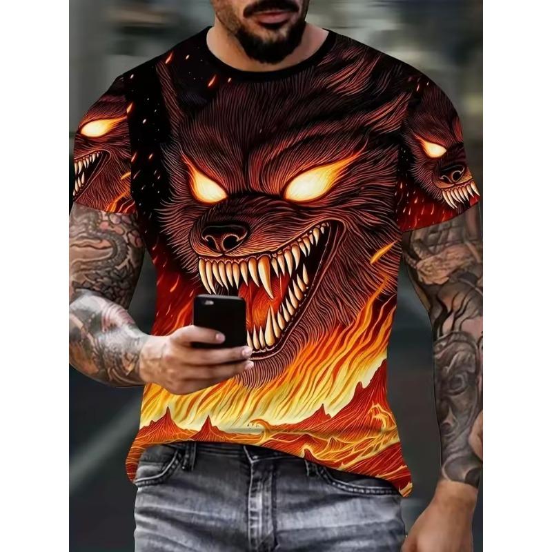 Men's Stripe 3D Printed T-Shirt Street Top Creative Daily Leisure Sports Fashion Trend Personalized Neutral Clothing