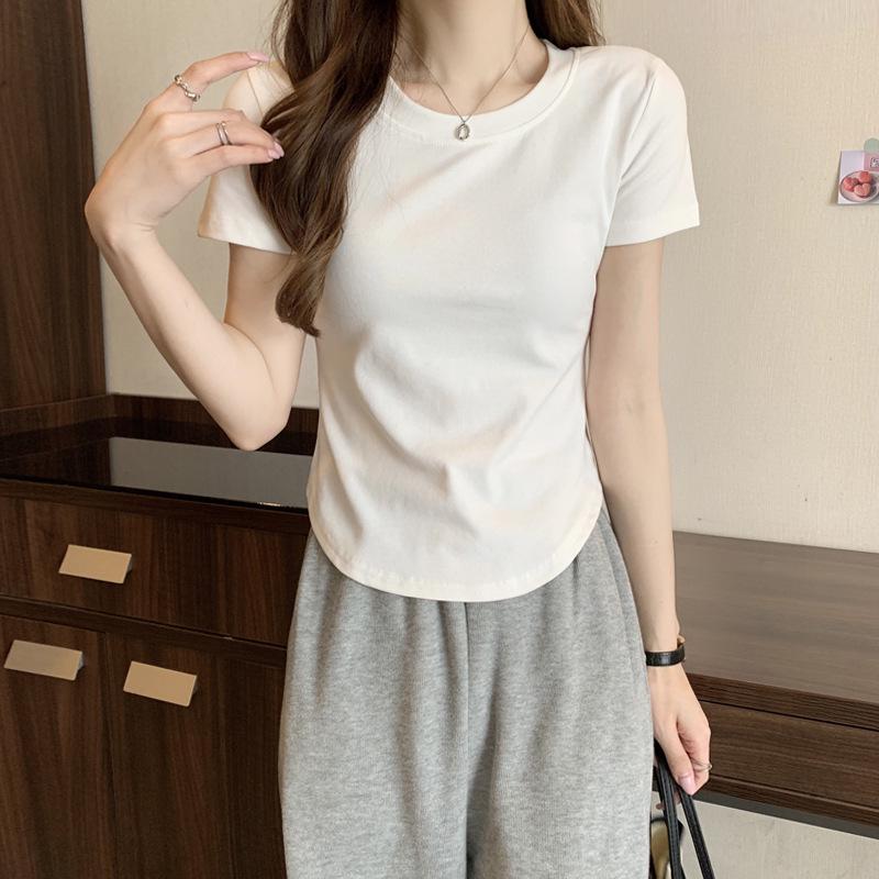 Women's 2026 Spring/Summer Loose Fit Pure Cotton Short Sleeve Round Neck T-shirt