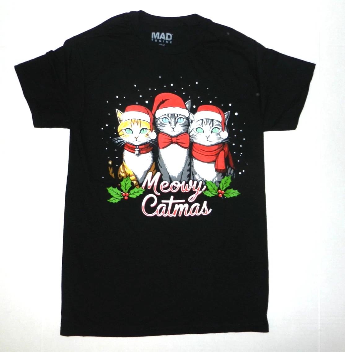 Cats Meowy Catmas Graphic T-Shirt New XXXXL