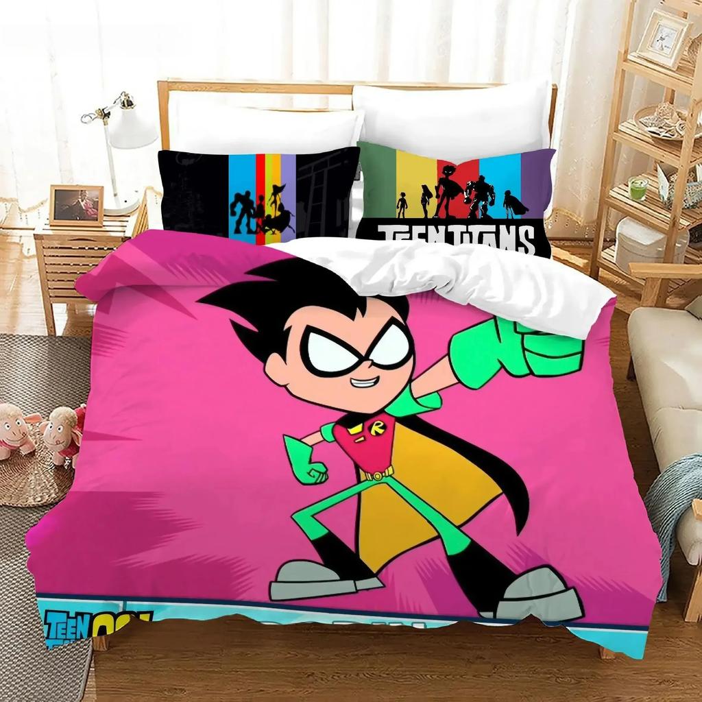 3D Teen Titans Go Cartoon Bedding Set Single Twin Double Queen King Cal King Size Bed Linen Set