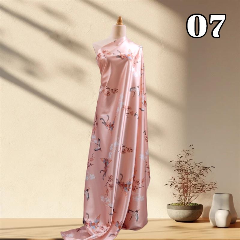 50x150cm Printed Cheongsam Satin Fabric Dress Pajamas Chinese Ancient Style Hanfu Clothing Simulation Silk Satin DIY Fabric