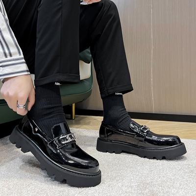 Small Leather Shoes Men'S Spring And Autumn New Loafers British Style Platform Muffin Platform Single Shoes 18625-T