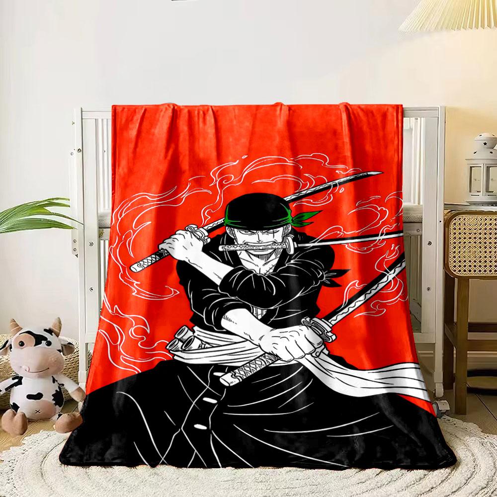 

A samurai-like figure with swords, dynamic flames, and a vibrant red background. for all seasons blanket lunch break throw gift 80cm x 120cm
