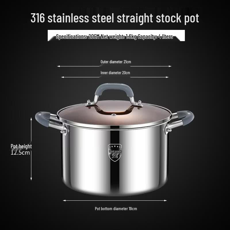 HANDUNYOU 316 Stainless Steel Soup Pot