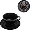 BLACK CERAMIC CUP 260ml WITH OPENWORK SAUCER FOR COFFEE AND TEA