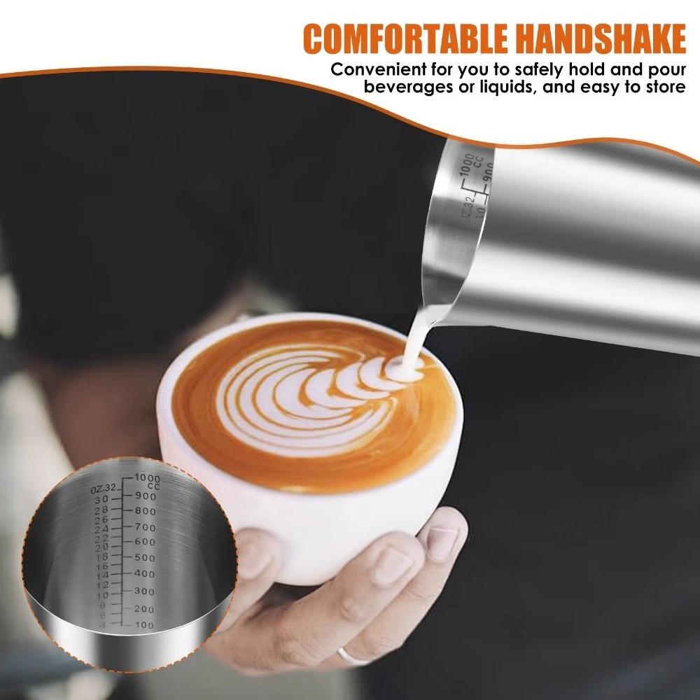 Stainless Steel Graduated Cup with Scale Milk Frothing Jug Stainless Steel Cup Coffee Making