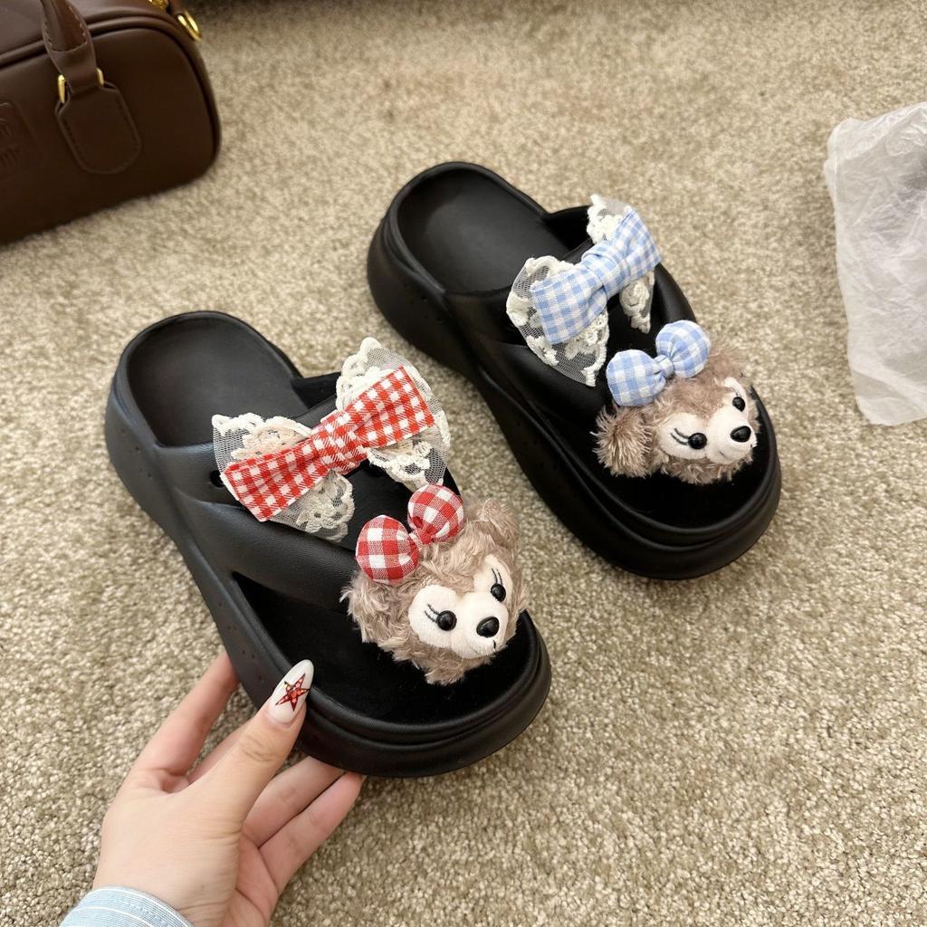 Cartoon cute thick-bottomed beach non-slip foot sandwich muffin bottom sandals 2025 new flip-flops women's summer wear