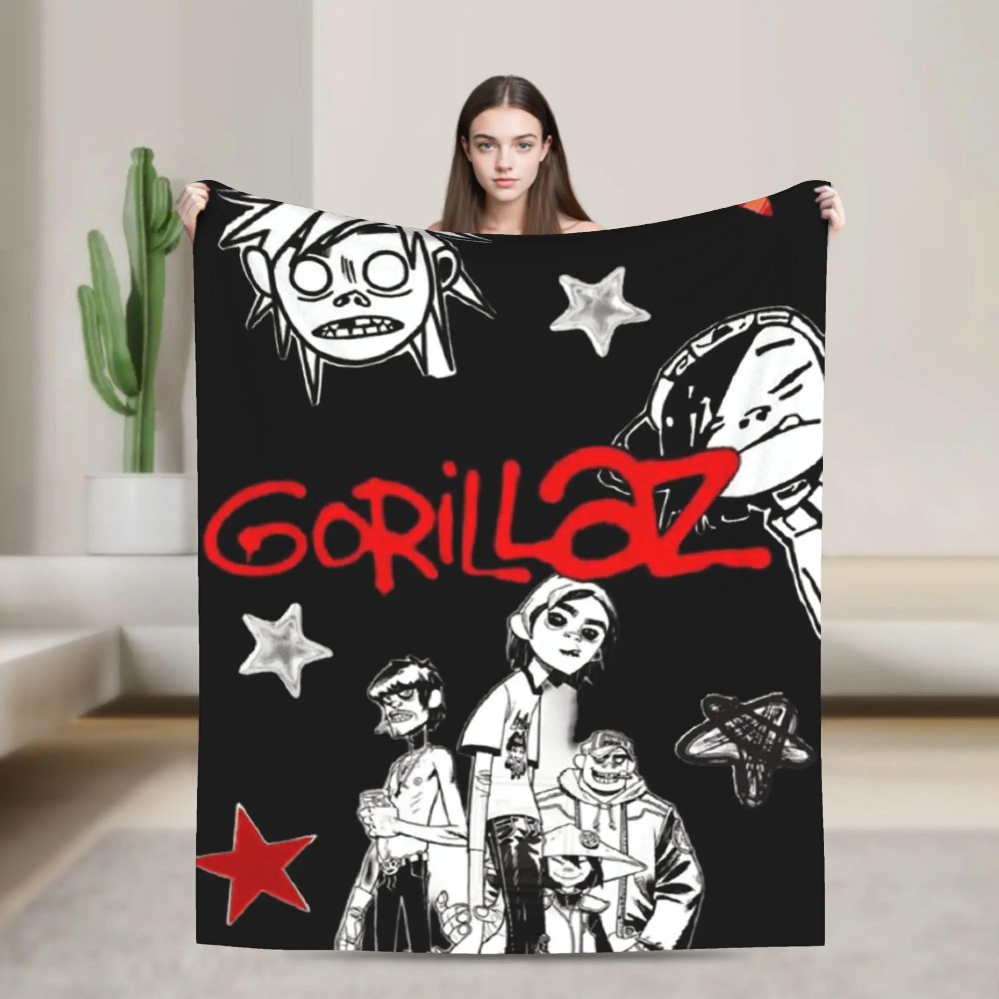 

Gorillaz Hip Hop Soft Plush Blankets Funny Bedding Throws for Students Outdoor Flannel Bedspread Cover 40x50in
