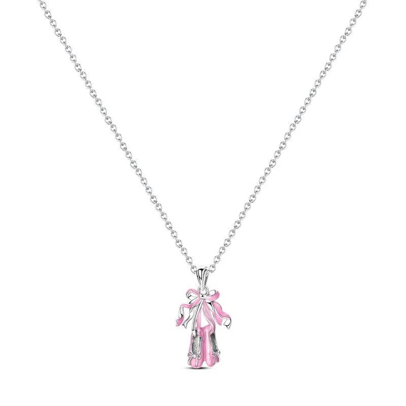 925 Silver Cute Fashion Lipstick High Heels Bag Charms Cartoon Pink Beads Pendant Fit Bracelet Jewelry Gift For Women