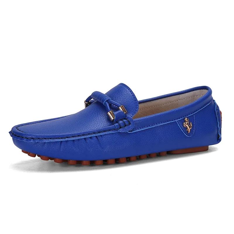Blue Loafers Men Handmade Leather Shoes Casual Driving Dad Flats Slip-On Moccasins Men Shoes Plus Size 46 47 48 Chaussure Homme