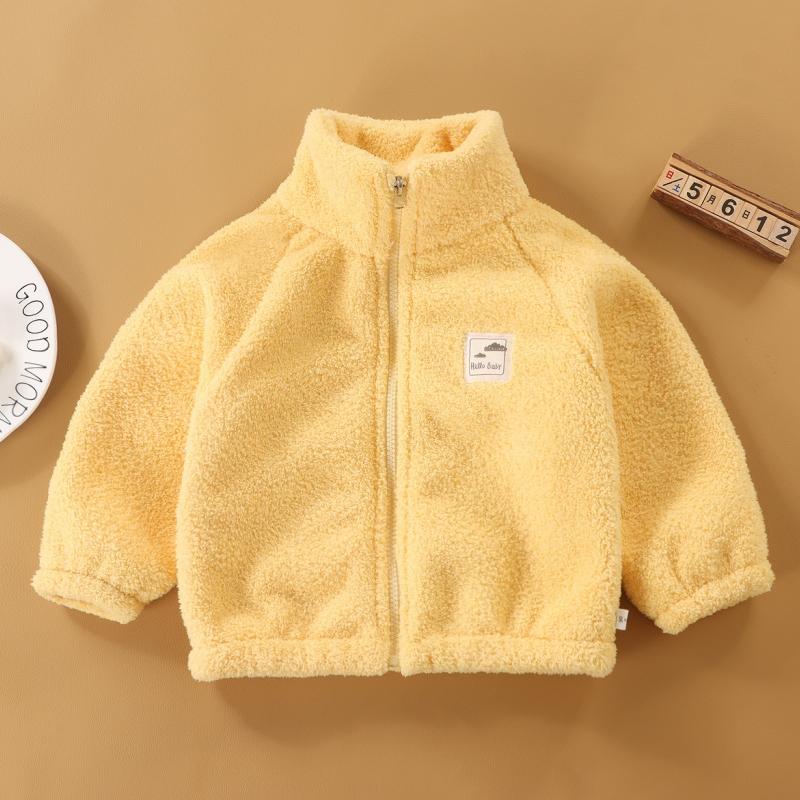 Children Plush Coat Autumn Winter Baby Boys Girls Color Blocked Zipper Long Sleeve Top Kids Casual Warm Jacket Outerwear