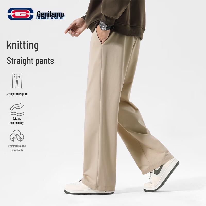 GENIOLAMODE Men s Straight Fit Knit Casual Trousers XL