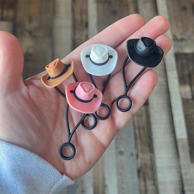 Cowboy Hat Straw Cover Cap For Tumbler Cup 30&40 Oz 10Mm Cowgirl Hat Silicone Straw Topper Protector Lid