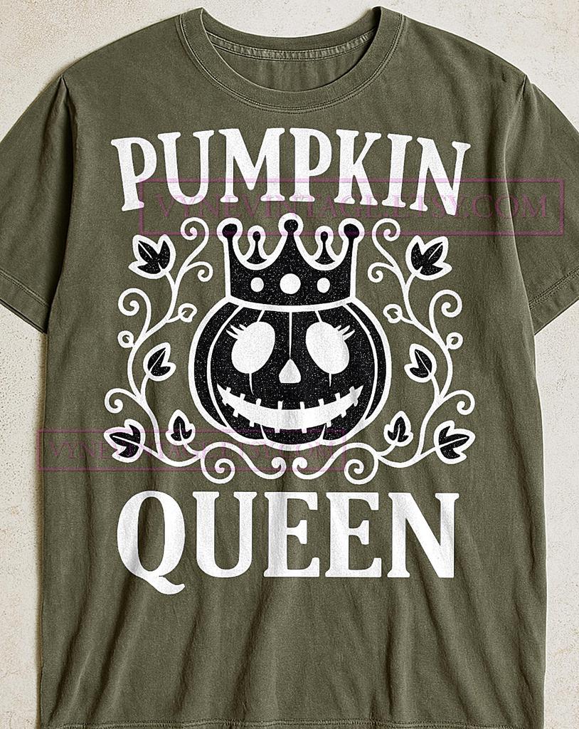 Pumpkin Queen T-Shirt, Halloween Typography Graphic Tee, Spooky Season Fall Shirt, Fall Lover Gift, Witchy Pumpkin Shirt