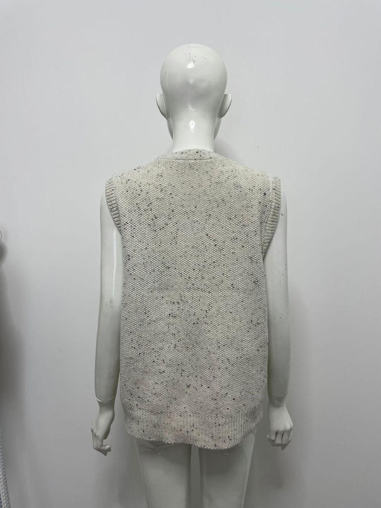 Speckled Dots Retro Diamond Button V-neck Sleeveless Autumn/Winter Women's Cardigan Vest