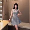 Temperament celebrity light and familiar style round neck sleeveless dress small man pure desire sexy waist thin A word small dress