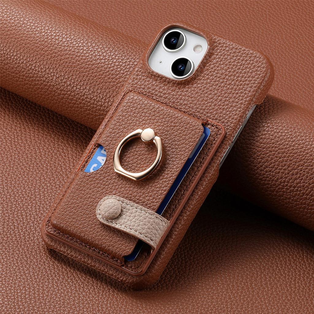 Shockproof Phone Case for IPhone 17 Air 16E 16 15 Plus 14 13 12 Mini 11 Pro Max Ring PU Leather Cards Holder Wallet Cover