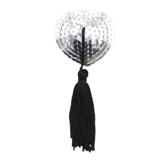 Breast Pasty Invisible Adhesive Firm Fit Nipple Covers with Tassel Decor Heart Shape Sequins Decor Breast Stickers Swaying Atmospheric Tool