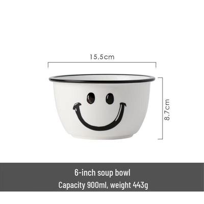 ZISIZ Smiley Face Ceramic Soup Bowl