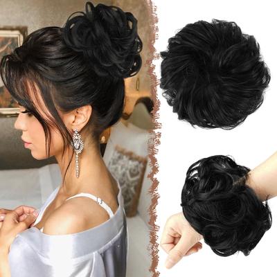 FESHFEN Hair Bun Extensions Messy Curly Hair Scrunchies Plus Size Hairpieces Synthetic Donut Updo Hair Pieces for Women Girls 1.94oz