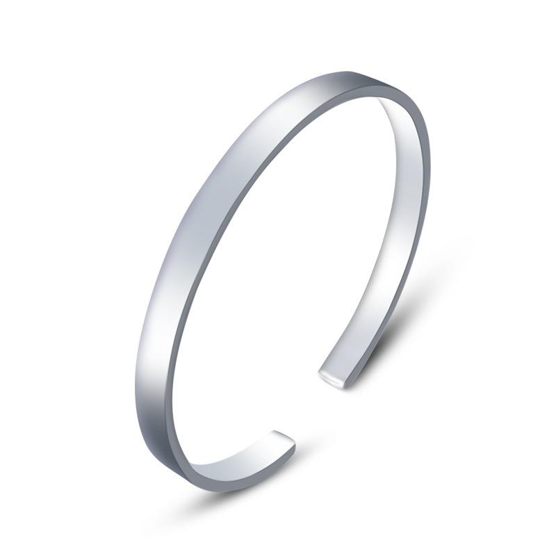 Source Jewelry Factory Light Luxury Niche Design S925 Pure Silver Smooth Open Bracelet for Girls, Simple and Trendy Bracelet