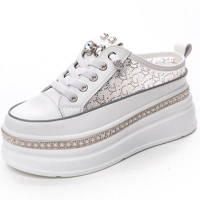 Sandales Femme 7CM Plateforme Compensée Sandales Baskets Slides Femme 2025 Chaussures d'Été Chaussures en Maille Aérée Chaussures Mules Pantoufles Respirantes