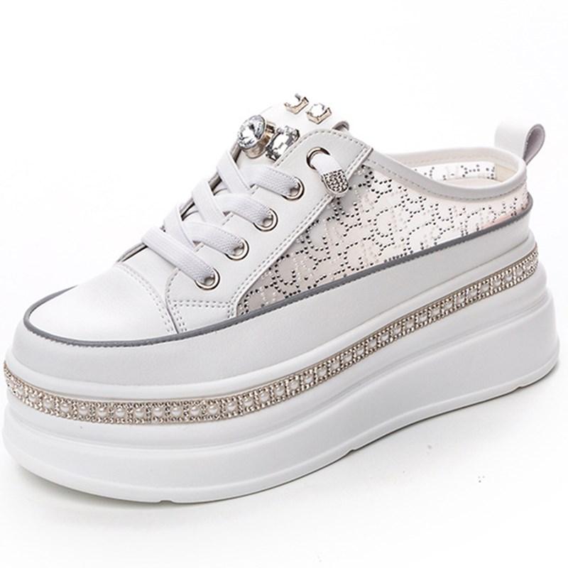 7CM Women Sandals Platform Wedge Sneaker Sandals Slides Women 2025 Summer Shoes Air Mesh Shoes Mules Shoes Slippers Breathable