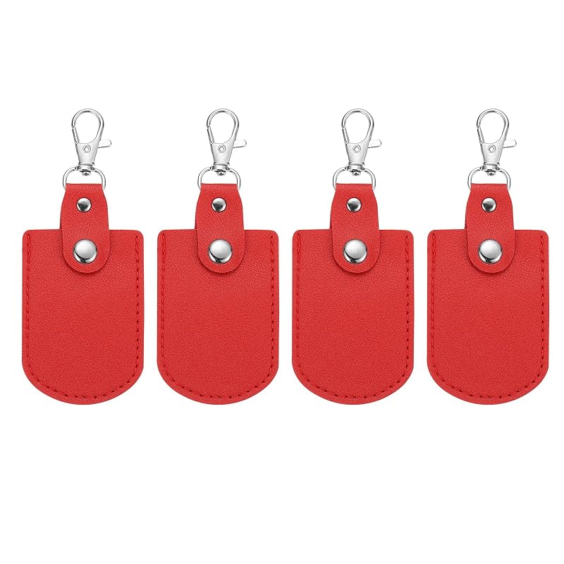 

[PATIKIL] кожаный брелок для ключей кожаный брелок 4 шт. брелоки DIY держатель для ключей дом офис для ключей от машины ID-карта ключ-карта air tag красный