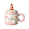 Birthday Gift Cake Cup Cute Mug Girls High Value Ceramic Cup Children's Design Sense Niche with Cover