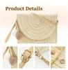 Straw Shoulder Bag Handmade Woven Straw Purse Portable Rattan Bag Straw Clutches for Women Travels