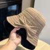 French Style Autumn and Winter Temperament Solid Color Knitted Fisherman Hat for Women Versatile Basin Hat Showing Face Small Face Covering Bucket Hat