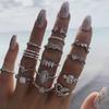 Trendy Geometric Knuckle Rings Set Floral Pattern Charm Vintage Ring Set Women's Finger Jewelry Diamond Gold Ring Set Daily Use