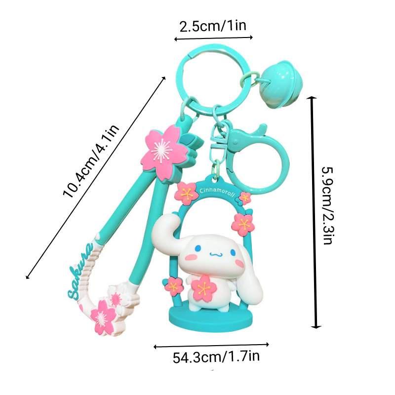 Cute Cartoon Sanrio Sakura Swing Keychain Bag Pendant Car Key Chain Gift Pendant Characters) Cinnamoroll
