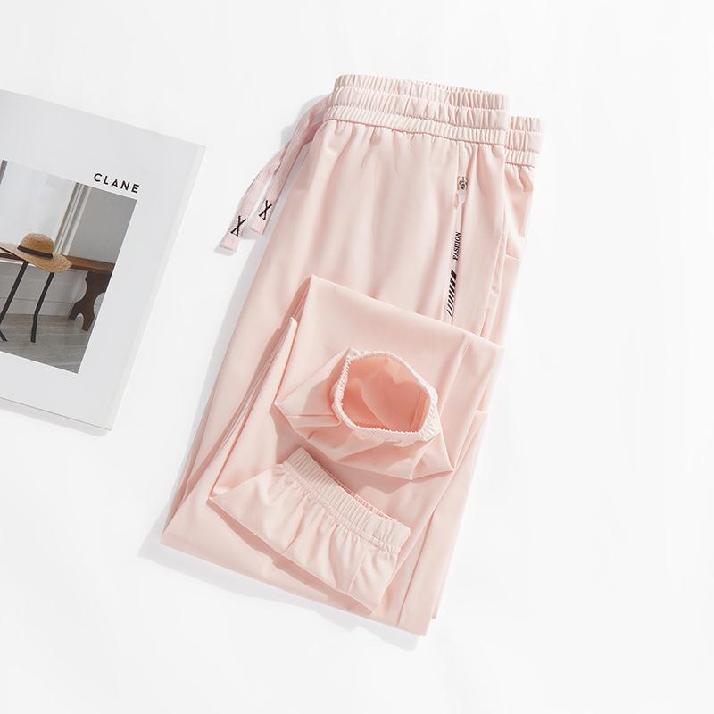 Summer New Ice Silk Elastic Sports Pants Couples with Loose Men and Women the Same Casual Pants