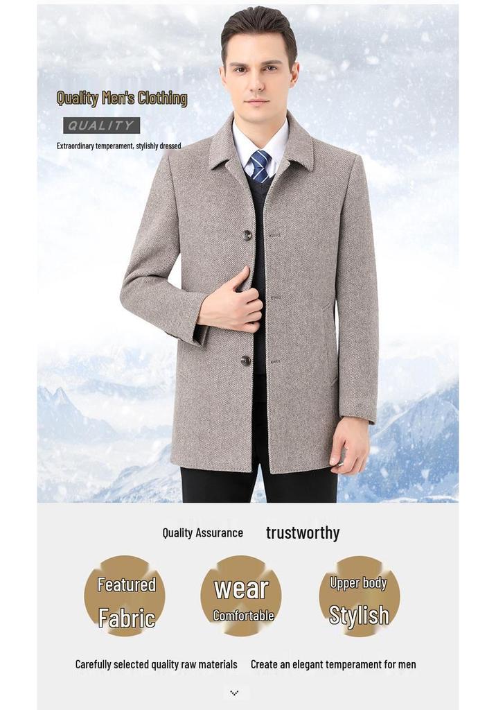 2025 Men's Double-Sided Cashmere & Wool Autumn-Winter Business Coat with Down Liner