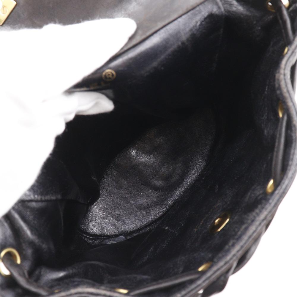 Chanel Matelasse Backpack Daypack A10177 ChainBackpack COCO Mark Black Lambskin Women Used