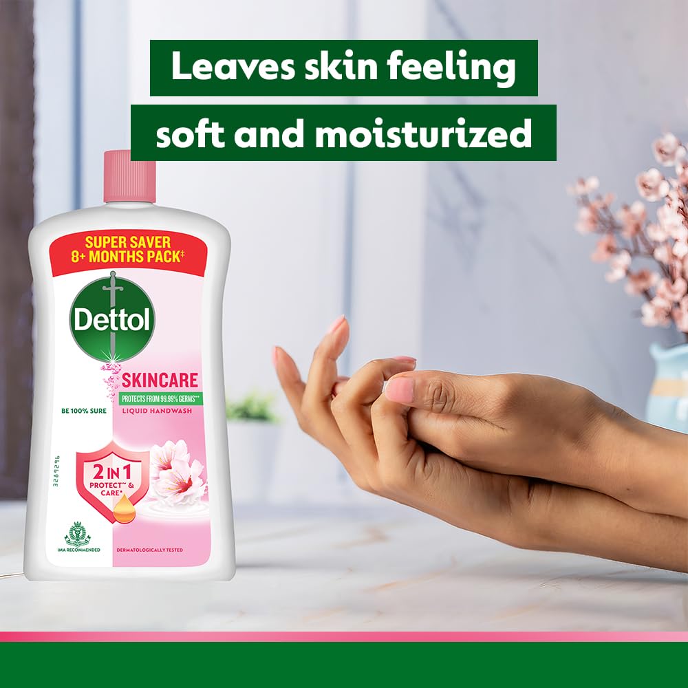 Dettol Liquid Handwash Bottle - Skincare Hand Wash- 875ml (Pack of 2) | pH Balanced | 10x Better Germ Protection