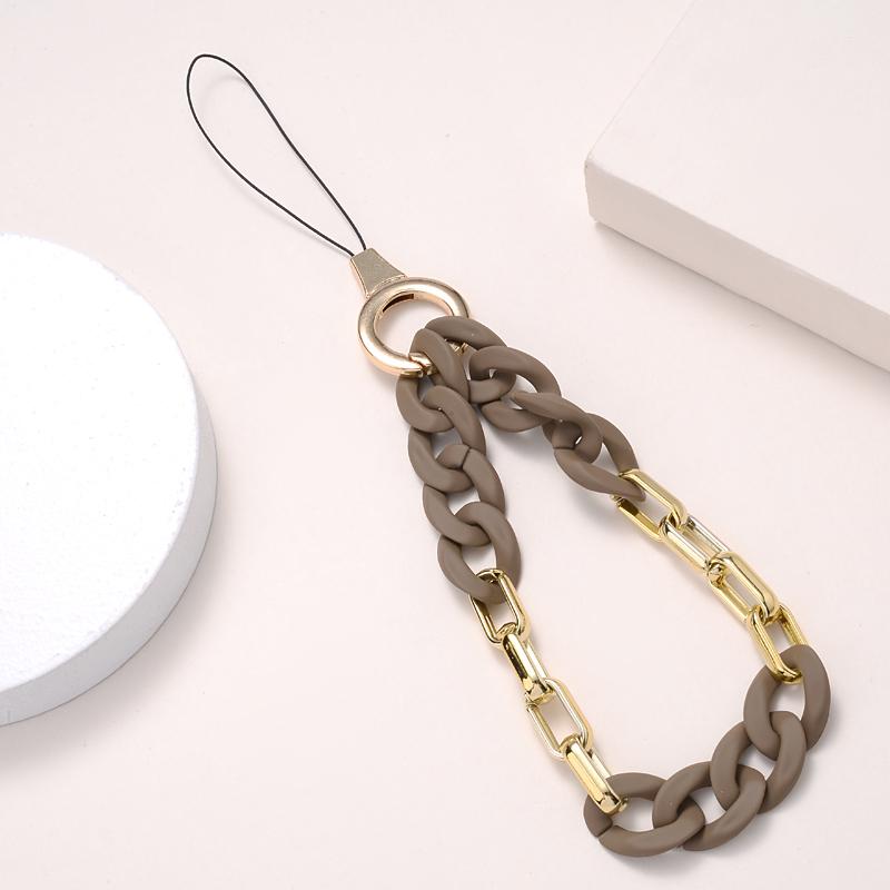 Classic Coloful Cellphone Hanging Cord Simple Metal Acrylic Beaded Mobile Phone Chain For Anti-Loss Telephone Lanyard Tether