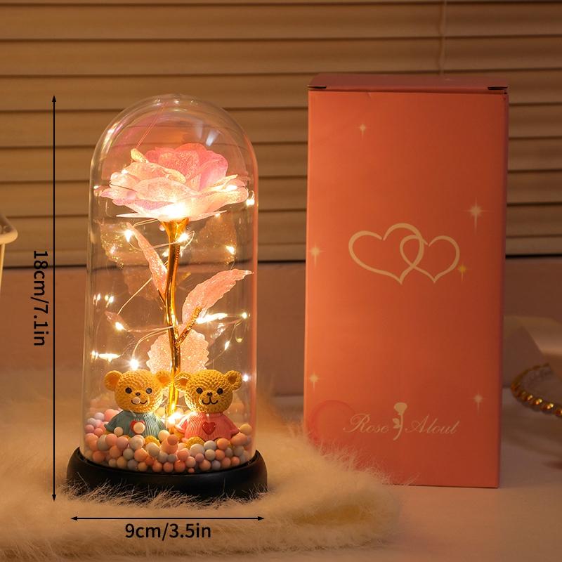 Rose Galaxie Cadeau pour petite amie Fleur éternelle dans une boîte transparente Cadeaux de Fête des Mères Fleur de Rose Ornement de bureau rosas eternas