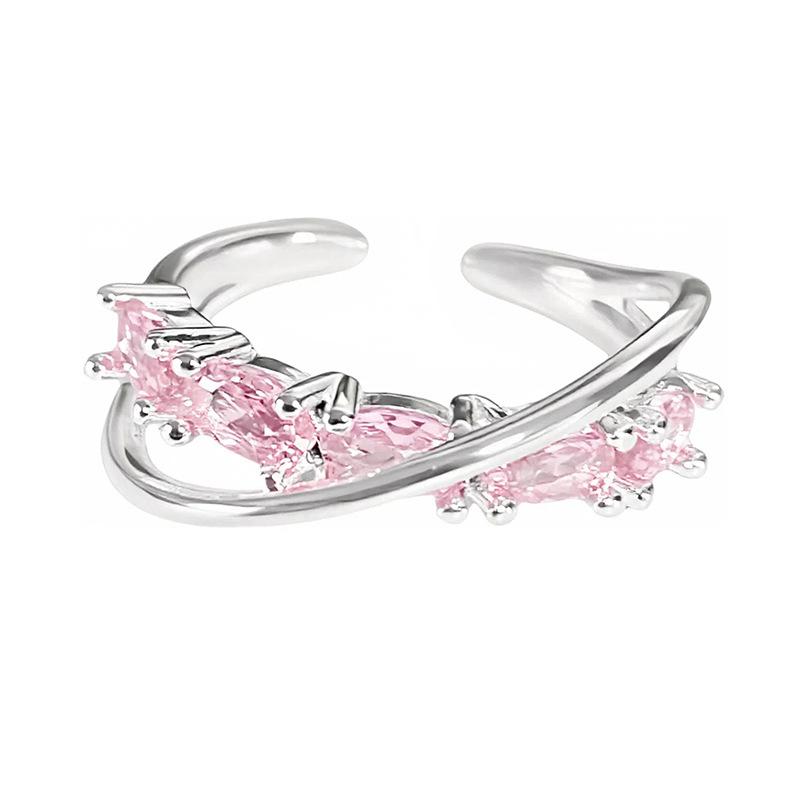 Cross Colored Treasure Personalized Row Diamond Colored Zircon Galaxy Track Ring Sweet Cool Niche Light Luxury High Sense Ring Woman