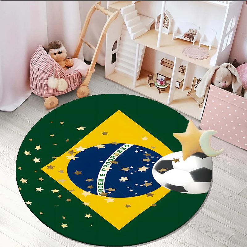 1PC round rug Brazil Artwork Printed Round Area Rug ,Rug For Home Office, Round Chair Rug, Decorative Carpet Fan gifts Christmas gift