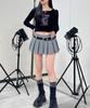 WEGO Figments Pleated Mini Skirt with Size Heather Gray Women's Double-Waist Belt, Small,